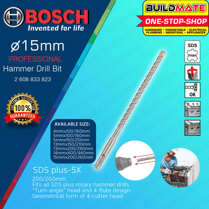 BUILDMATE Bosch SDS PLUS-5X Rotary Hammer Drill Bit 13MM - 25MM for Concrete & Masonry Wall Fast Drilling - BAX