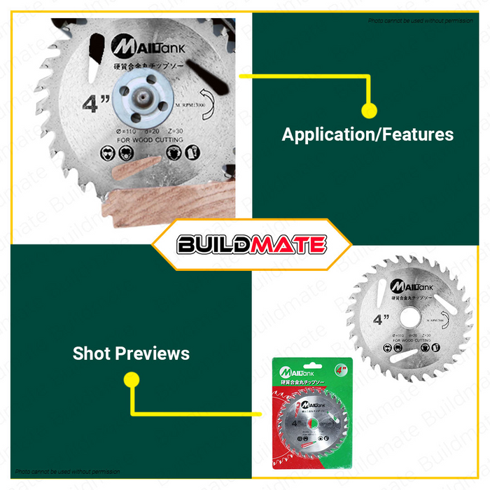 MAILTANK TCT Saw Blade for Wood Cutting 4" 30T •BUILDMATE•