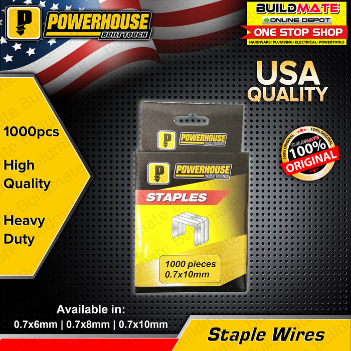 POWERHOUSE Staple Stapler Wire Nail for Gun Tacker 1000 PCS /PACK LIGHT DUTY •BUILDMATE• PHHT