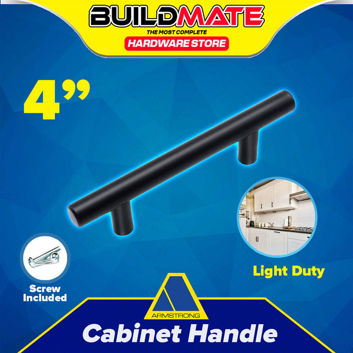 BUILDMATE Armstrong Cabinet Handle 4" - 8 " Inch Light Duty Black Stainless Drawer Pulls Cabinet Door Puller LD Hollow SOLD PER PIECE