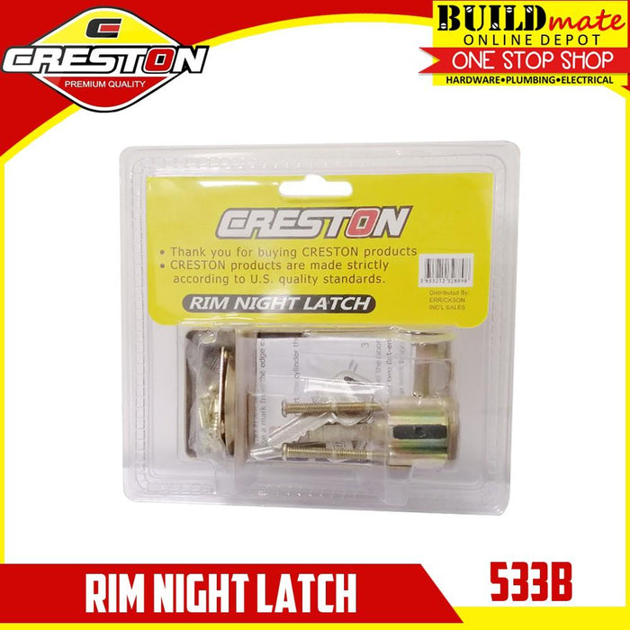BUILDMATE Creston Rim Night Latch 1-1/14" - 2" Inch Key-Operated Security Door Gate Lock Double Locking Deadlock 533B / 533BG