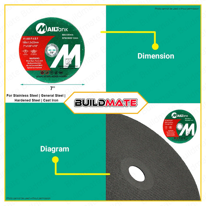 [4PCS] MAILTANK Cut Off Cutting Wheel Disc 7" 180mm x 1.2 •BUILDMATE•