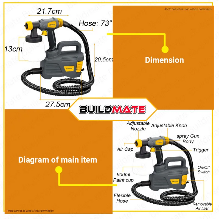 LOTUS HVLP Paint Station Electric Spray Gun 600W LTPT600PSX Total Power Paint Zoom  •BUILDMATE•  LPT