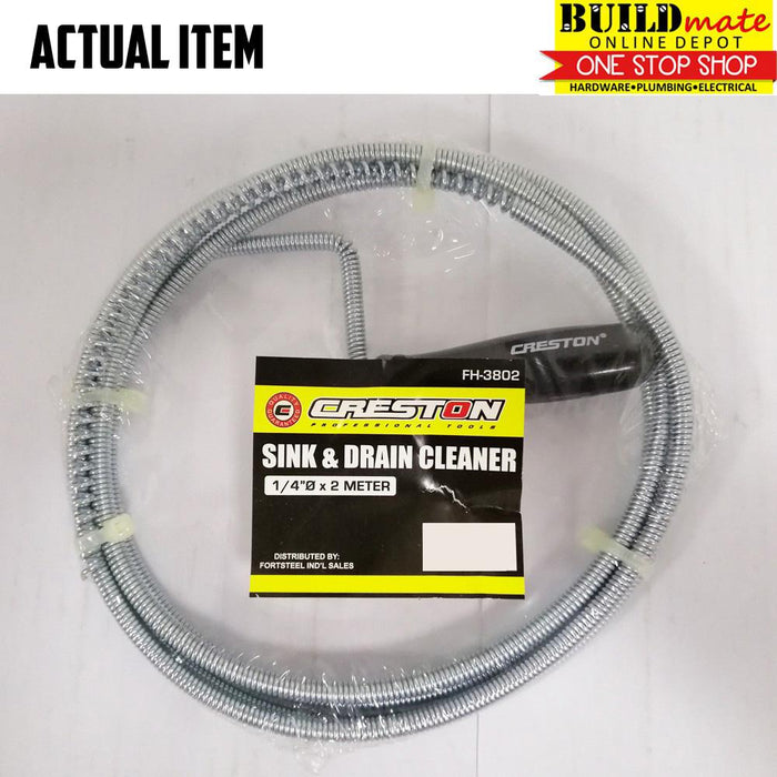 BUILDMATE Creston Sink and Drain Cleaner 2M-5M Heavy Duty Pipe Cleaner Clog Remover Declogger Plumbing Cable Drain Auger SOLD PER PIECE