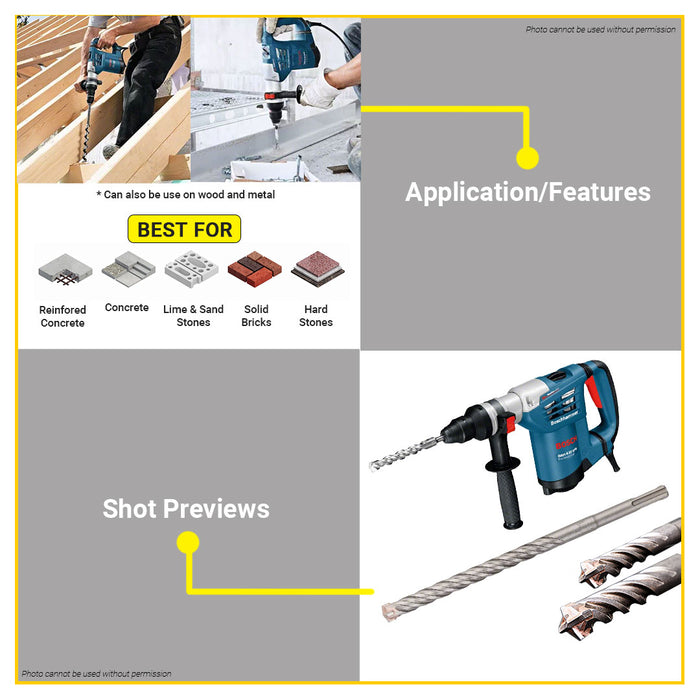 BUILDMATE Bosch SDS PLUS-5X Rotary Hammer Drill Bit 13MM - 25MM for Concrete & Masonry Wall Fast Drilling - BAX