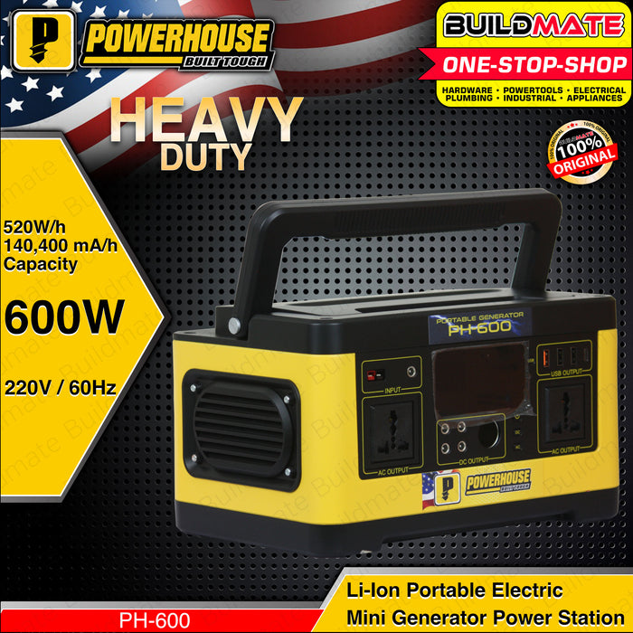 BUILDMATE Powerhouse Li-Ion Cordless Portable Electric Generator Power Station Bank  250W - 600W PHI