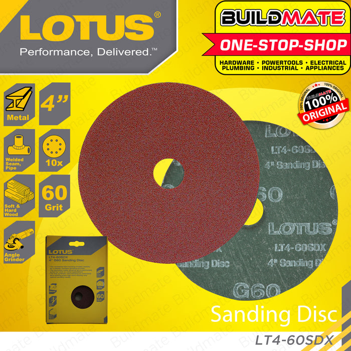 [10PCS] BUILDMATE Lotus Sanding Disc 4" Inch GRIT# 60 | 80 | 100 G100 Sandpaper Disc Angle Grinder Disc Paint Removal Deburr Metal Surface for Angle Grinder Polishing Disc Fiber Grinding Abrasive Grit • LHT