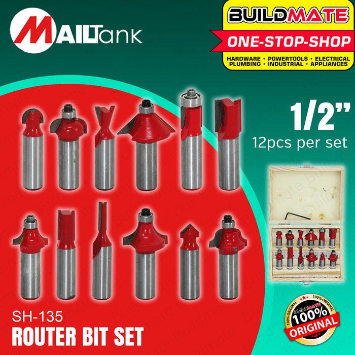 MAILTANK 12PCS/SET Router Bits 1/2" Inch Chamfer Flush Trim Forstner Bit Milling Cutters SH135 - BUILDMATE