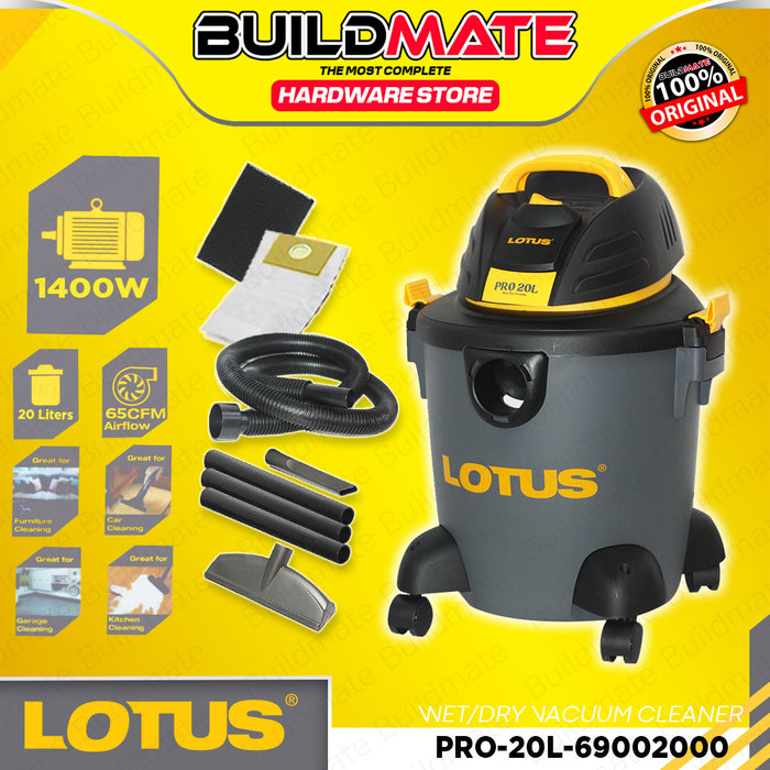 BUILDMATE Lotus 1400W Vacuum Cleaner Wet & Dry 20L for Dust Dirt Self Cleaning PRO-20L-69002000 LPT