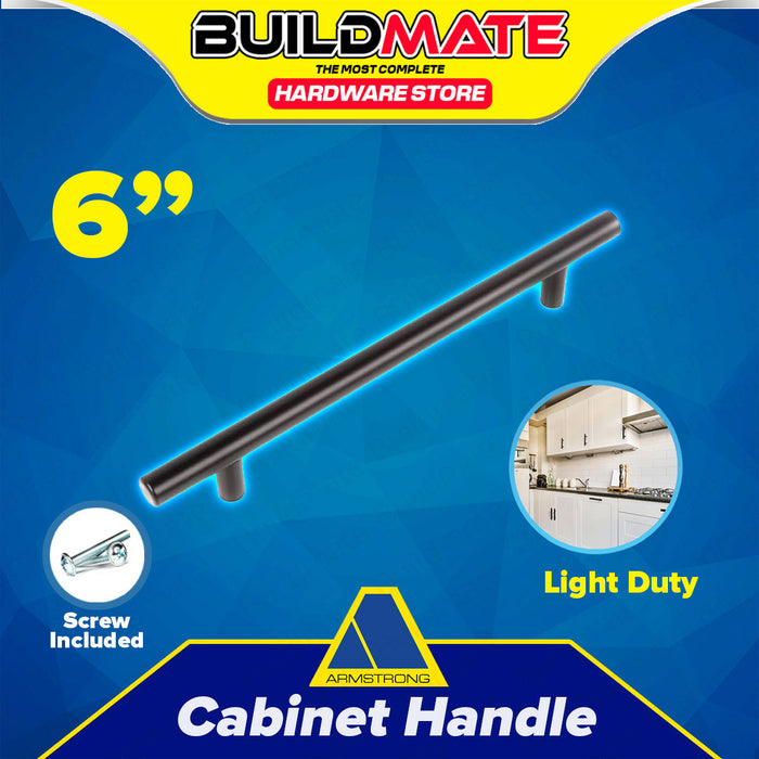 BUILDMATE Armstrong Cabinet Handle 4" - 8 " Inch Light Duty Black Stainless Drawer Pulls Cabinet Door Puller LD Hollow SOLD PER PIECE