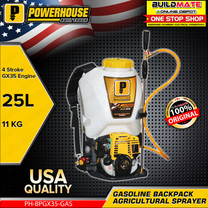 POWERHOUSE USA GASOLINE AGRICULTURAL BACKPACK KNAPSACK SPAYER 25LTRS GX35 4 STROKE ENGINE •BUILDMATE• PHI