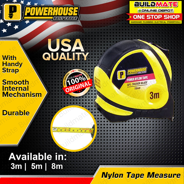 POWERHOUSE Multi Lock Nylon Tape Measure 3m | 5m | 8m SOLD PER PIECE •BUILDMATE• PHHT