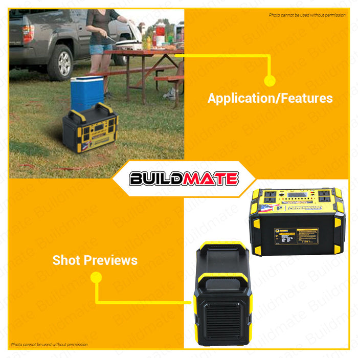 BUILDMATE Powerhouse 1200W Cordless Portable Mini Electric Generator Power Station USB PH-1200 • PHI