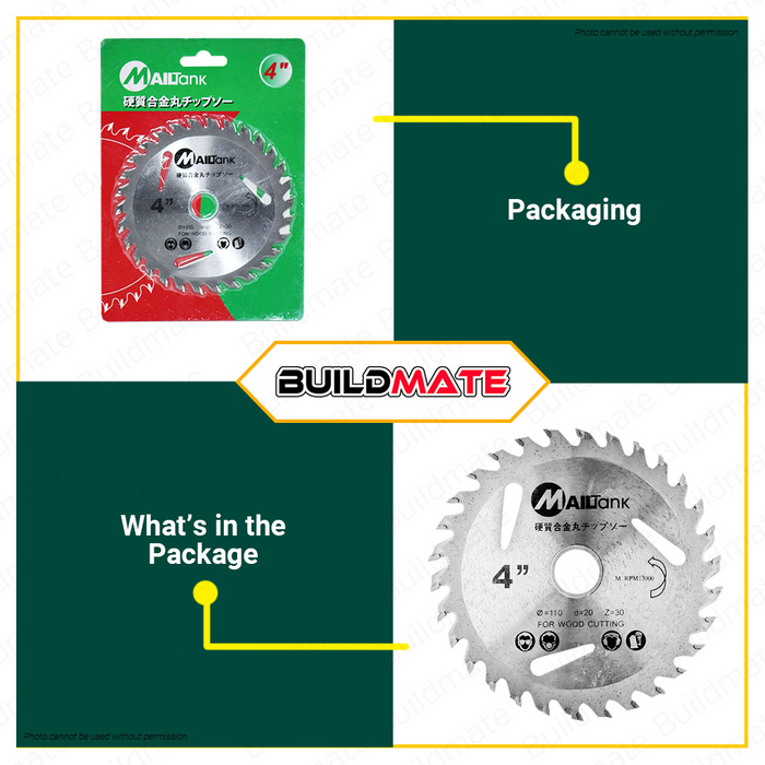 MAILTANK TCT Saw Blade for Wood Cutting 4" 30T •BUILDMATE•