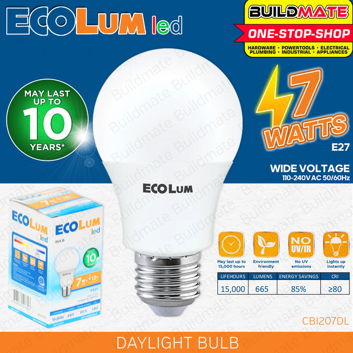 BUILDMATE Ecolum Led Bulb E27 Daylight Premium 3W - 15W 6500K LED Light Bulb LED Lite Light Bulb Bedroom Light Office Light LED Lamp Light Indoor Light LED Bulb Light