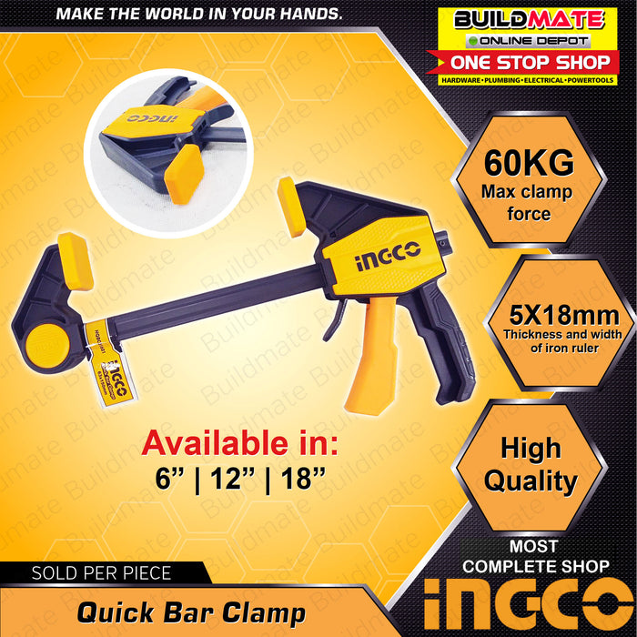 INGCO Original Hand Quick Release Bar Clamp 6"  12"  18" SOLD PER PIECE  •BUILDMATE• IHT