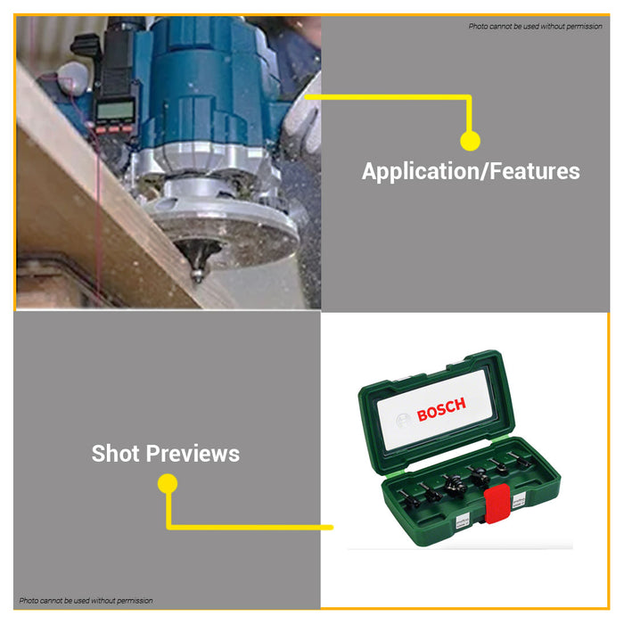 BUILDMATE Bosch 6PCS Router Bit Set 1/4" Shank Mixed Cutter for Handheld Routers and Palm Trimmers 2607019462 - BAX