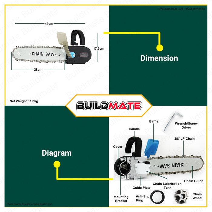 MAILTANK Angle Grinder Chainsaw Attachment Stand Adaptor 11/5" •BUILDMATE•