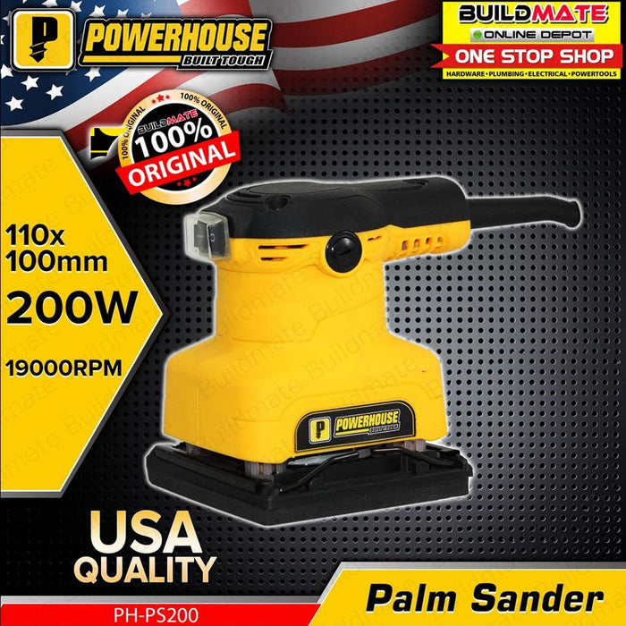 BUILDMATE Powerhouse USA Palm Sander Sheet 240W | 250W Wood Finishing Machine Electric Orbital Finish with Sandpaper Power Tools PH-PS200 | PH-PS250-SHD | 100% ORIGINAL / AUTHENTIC • PHPT