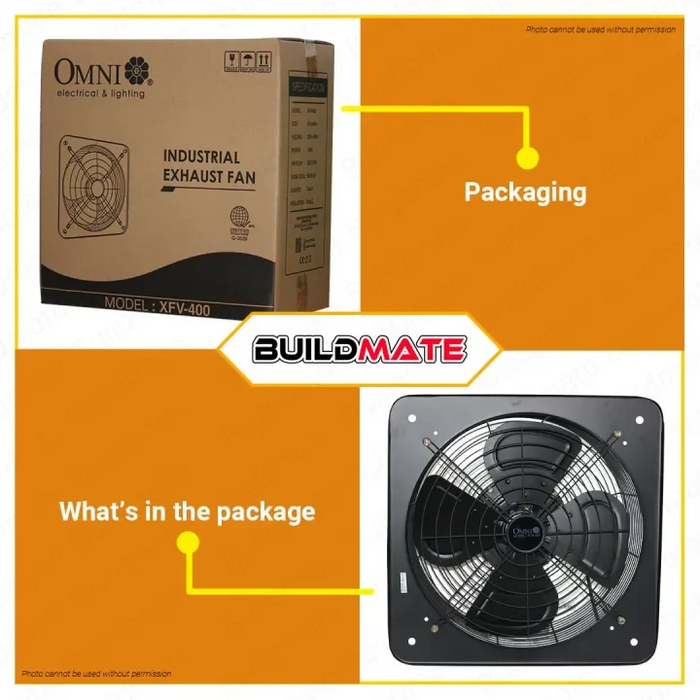 BUILDMATE Omni 16" Industrial Exhaust Fan with Grille 120W Wall Mounted Air Circulation Ventilation Wall Exhaust Ventilator Blower Extractor Fan XFV400