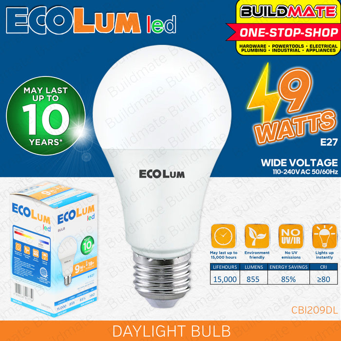 BUILDMATE Ecolum Led Bulb E27 Daylight Premium 3W - 15W 6500K LED Light Bulb LED Lite Light Bulb Bedroom Light Office Light LED Lamp Light Indoor Light LED Bulb Light