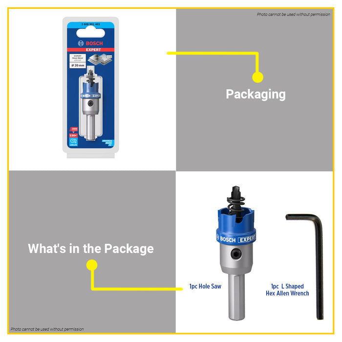 BUILDMATE Bosch TCT Hole Saw 20MM - 51MM Expert Sheet Metal Arbored for Drilling Metal Stainless BAX