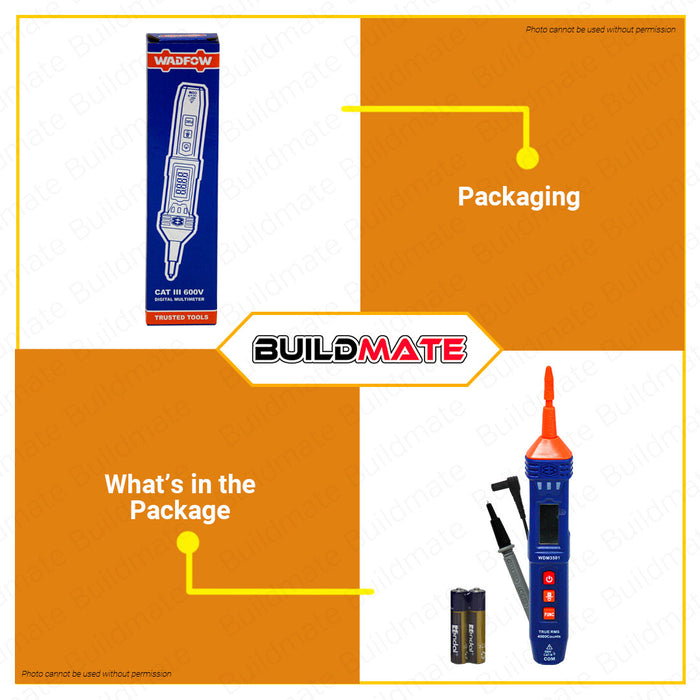 BUILDMATE Wadfow Digital Multimeter Tester 4000Counts CAT III 600V DC AC Volt Multimeter Electric Tester DC Voltage Tester AC Voltage Tester WDM3501 • WPT