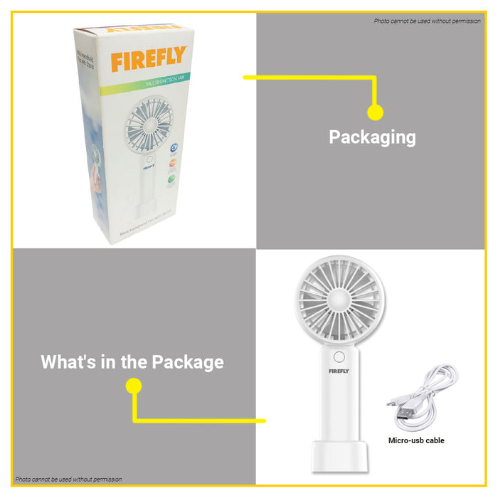 BUILDMATE Firefly Multifunction Brushless Mini Handheld Fan with Stand 3W Rechargeable Portable Compact Personal Small USB Fan FEL813