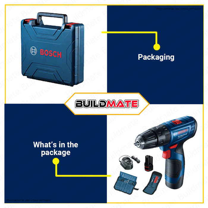 BOSCH Cordless Drill Driver Set 12V With Battery, Charger, Accessories & Case Electric Drill Cordless Driver Drill Kit Set GSB120-LI 06019G81K5 •BUILDMATE• COC