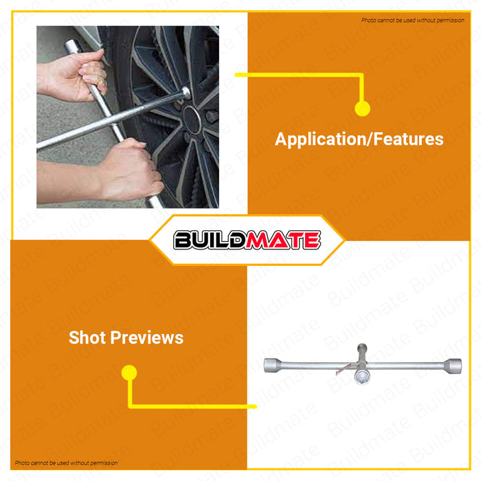 WADFOW Cross Rim Wrench 14" Inch | 16" Inch [SOLD PER PIECE] Lug Wrench 4-Way Cross Tire Iron Wrench Lug Nut Wrench for Tire Changing Extra Leverage Steel Cross Wrench WTH8314 | WTH8316 •BUILDMATE• WHT