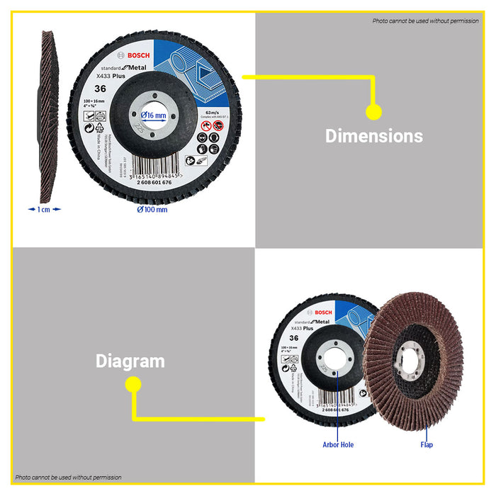 BUILDMATE Bosch 100mm 11PCS/SET Flap Disc Sanding Disc Wheel 36Grit - 120 Grit for Wood and Paint BAX