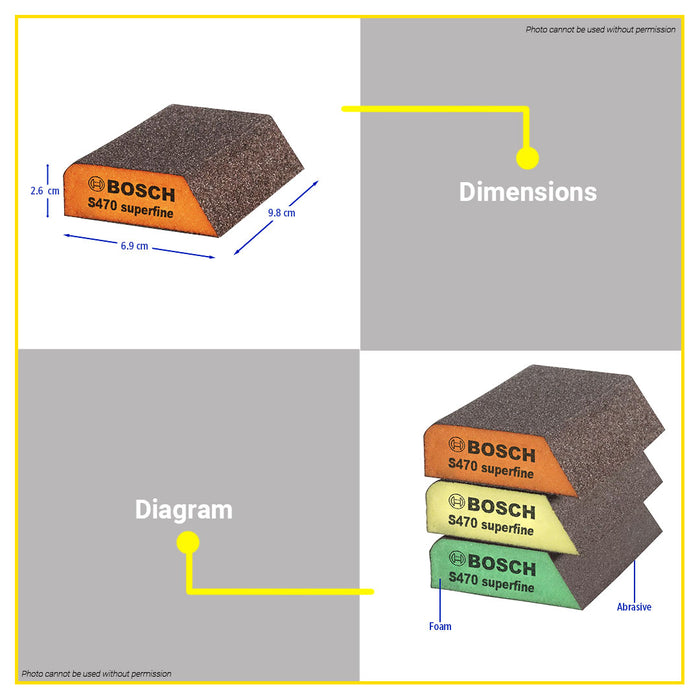 BUILDMATE Bosch 3PCS/SET Abrasive Sanding Pad Color Foam Block Wood Sponge Best for Profile - BAX