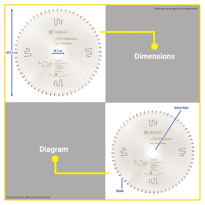 BUILDMATE Bosch 216MM 64T Circular Saw Blade Wheel Expert Multi Material / for Wood Cutting Disc BAX
