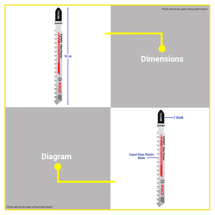 (3PCS) BUILDMATE Bosch 100MM Jigsaw Blade Set Straight T 141 HM Expert 'Fiber Plaster 2608900563 BAX