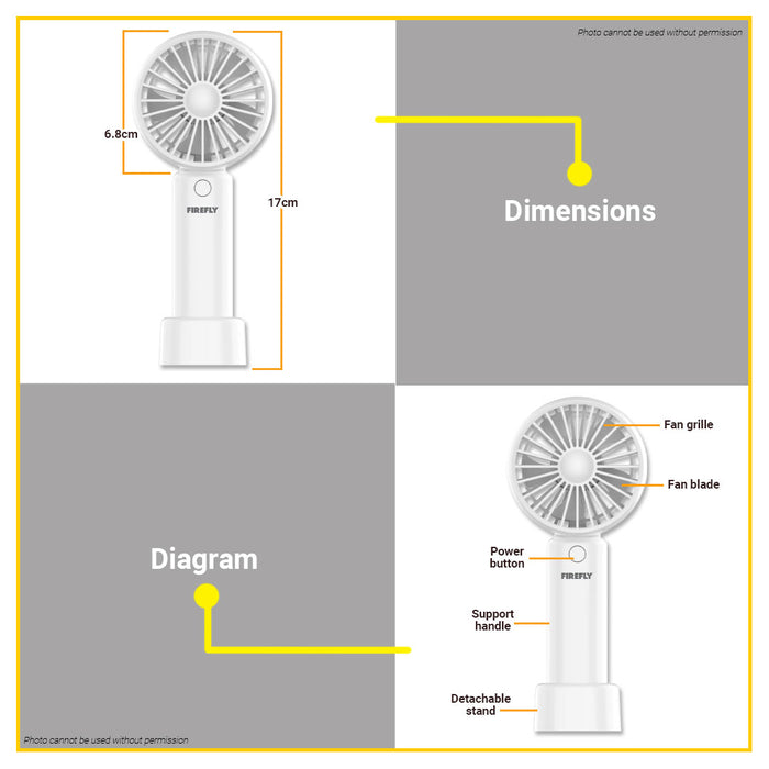 BUILDMATE Firefly Multifunction Brushless Mini Handheld Fan with Stand 3W Rechargeable Portable Compact Personal Small USB Fan FEL813