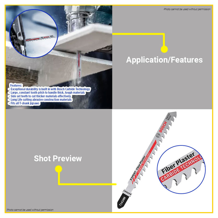 (3PCS) BUILDMATE Bosch 100MM Jigsaw Blade Set Straight T 141 HM Expert 'Fiber Plaster 2608900563 BAX