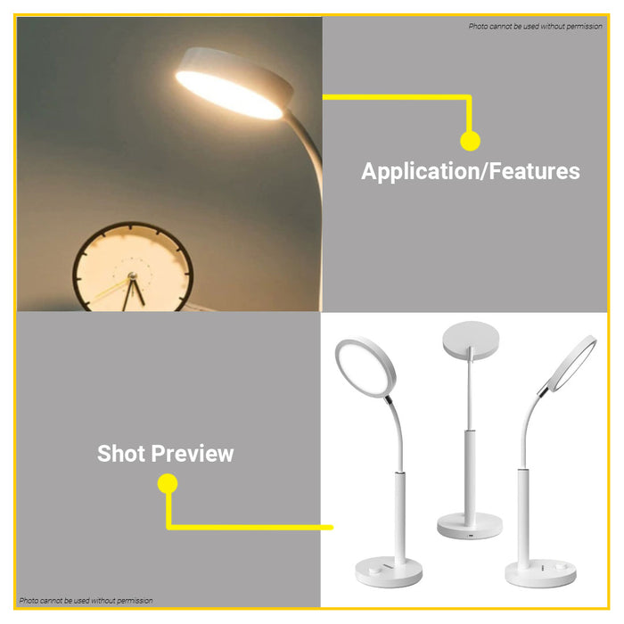 BUILDMATE Firefly Multifunction Dimmable Desk Lamp with Flexible Neck 10W Reading Study Office Work Lamp FEL7112