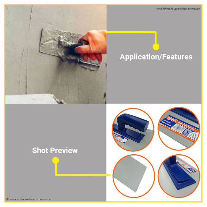 BUILDMATE Wadfow 280x140mm Plastering Trowel And Sanding For Skimming Cement WPE5328 - WHT