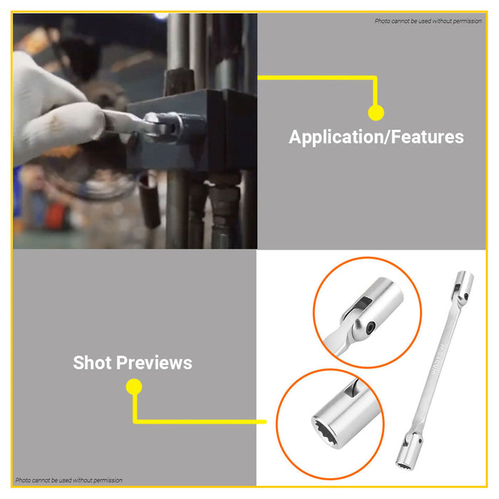 BUILDMATE Wadfow Double End Flexible Head Socket Wrench with 12 Points 180mm - 255mm Chrome Plated 2-Head Wrench Sockets SOLD PER PIECE - WHT