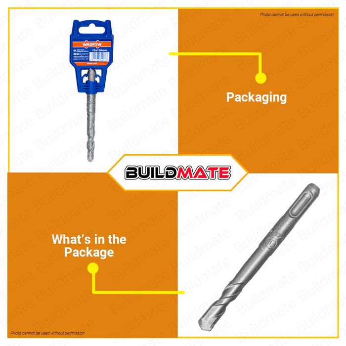 WADFOW Hammer Rotary SDS Plus Drill Bit 110mm | 160mm [SOLD PER PIECE] Hammer Drill Bits Carbide Masonry Drill Bit For Brick, Stone, and Concrete WHD1204 | WHD1205 | WHD1206 | WHD1207 | WHD1208 | •BUILDMATE• WHT