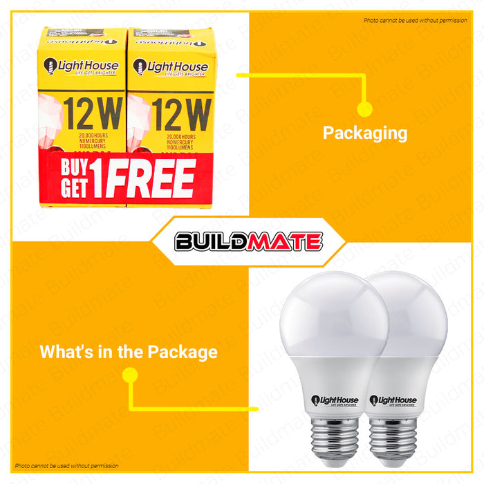 [BUY 1 GET 1 FREE] LIGHTHOUSE Led Bulb E27 Warm White Premium LED Light Bulb LED Lite Bulb •BUILDMATE•