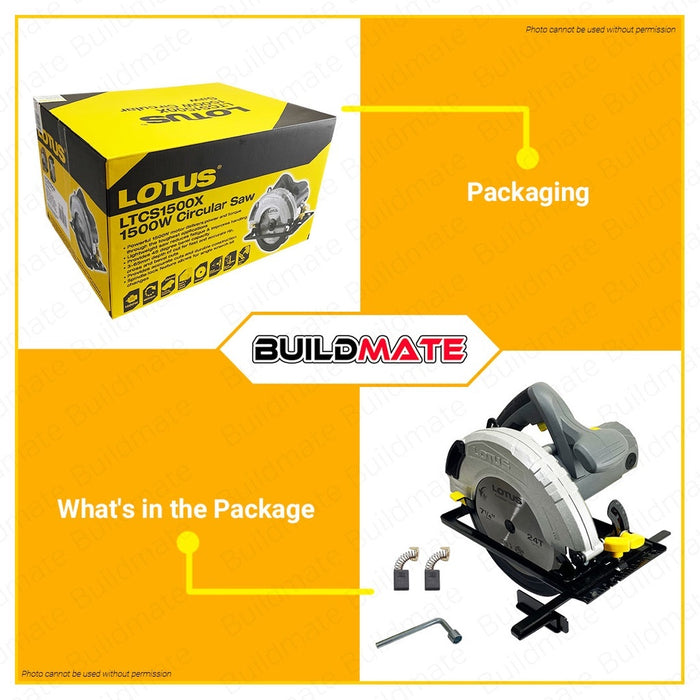 [COMBO F] BUILDMATE Lotus Angle Grinder 750W 4" Inch with Circular Saw 1500W LTCS1500X Power Tools Set - LPT