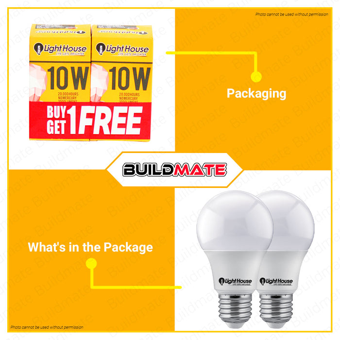 [BUY 1 GET 1 FREE] LIGHTHOUSE Led Bulb E27 Warm White Premium LED Light Bulb LED Lite Bulb •BUILDMATE•