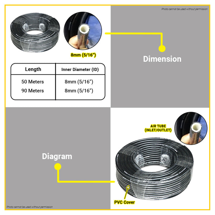 BUILDMATE Creston PVC Air Hose 300PSI Air Line Tubing Pneumatic Duct Hose Pipe Conduit for Air Compressor FR-3400