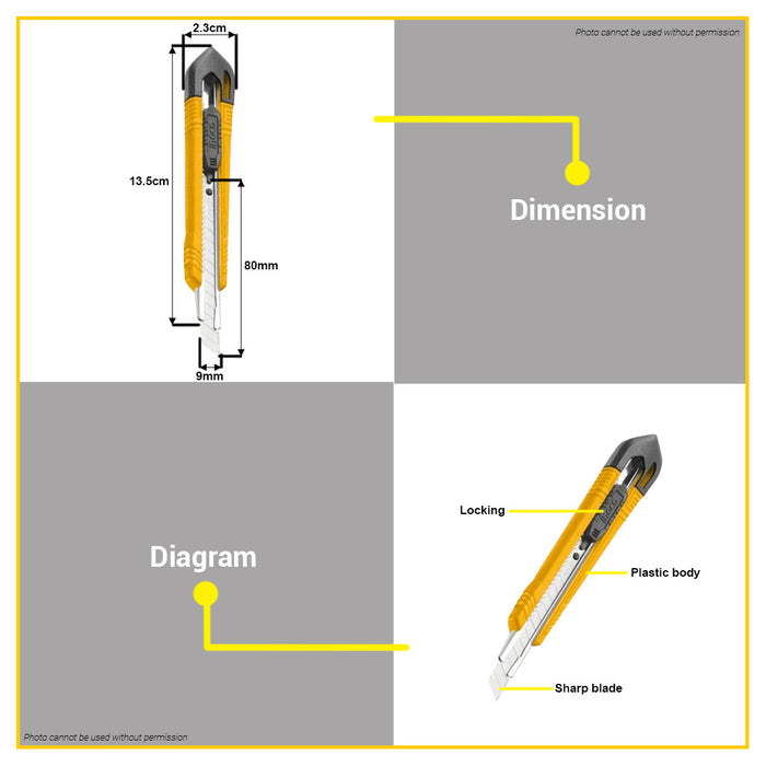 BUILDMATE Ingco Snap-Off Blade Knife 135MM - 152MM Board or Paper Cutter Handy Utility Cutter HKNS16001 / HKNS110925 / HKNS110915- IHT