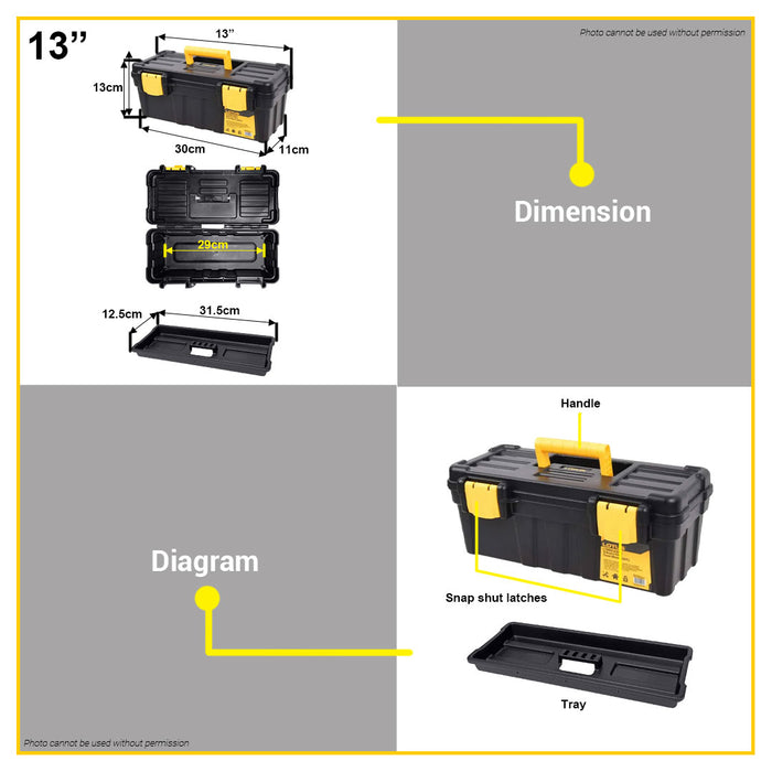 LOTUS 13"-20" Inches Tool Box (DIY) Organizer with Lock and Inner Tray 33cm-51cm Tool Storage & Shelving Heavy Duty for Car Motorcycle LTMX33PL | LTMX43PL | LTMX51PL •BUILDMATE•