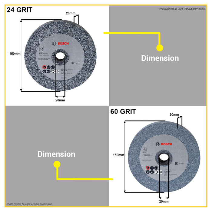 BUILDMATE Bosch 150MM Grinding Point Wheel Grit 24 / 60 Double-Wheeled Bench Grinders for Metal BAX