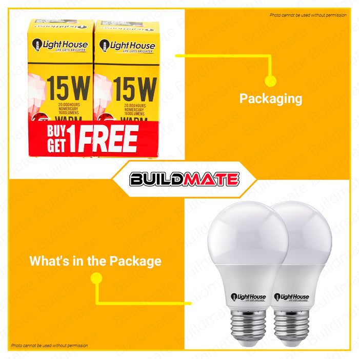 [BUY 1 GET 1 FREE] LIGHTHOUSE Led Bulb E27 Warm White Premium LED Light Bulb LED Lite Bulb •BUILDMATE•