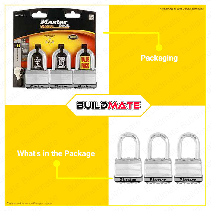 BUILDMATE Master Lock Excell Padlock Keyed Alike Magnum Series Padlock 2x50MM | 3x50MM [SOLD PER SET] Short Shackle Laminated Padlock Keyed Padlock Wide Lock Body Security Lock Anti-Theft Lock •