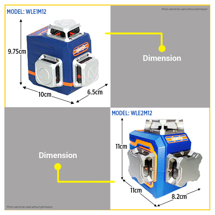 BUILDMATE Wadfow 3D Green Beam Self-Leveling Line Laser 0~30m Horizontal & Vertical Line 360° Laser Level Alignment Tool - WPT